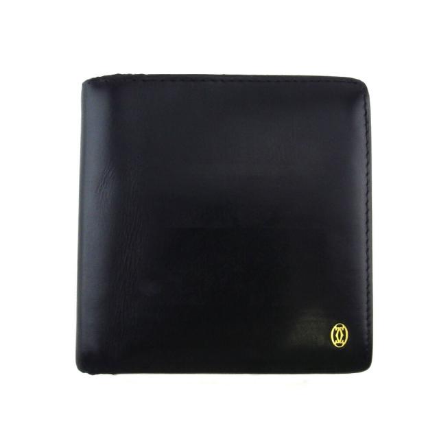 【BIGお買い物ラリー★30%OFFセール中】カルティエ CARTIER 二つ折り財布パシャ ブラック ゴールド レディース 中古