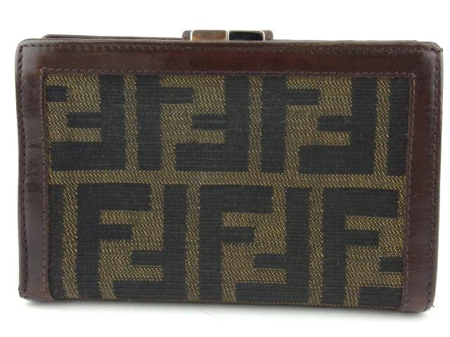 【GWタイムセール】フェンディ FENDI 二つ折り財布ズッカ ブラウン ブラック ベージュ シルバー レディース 中古_1