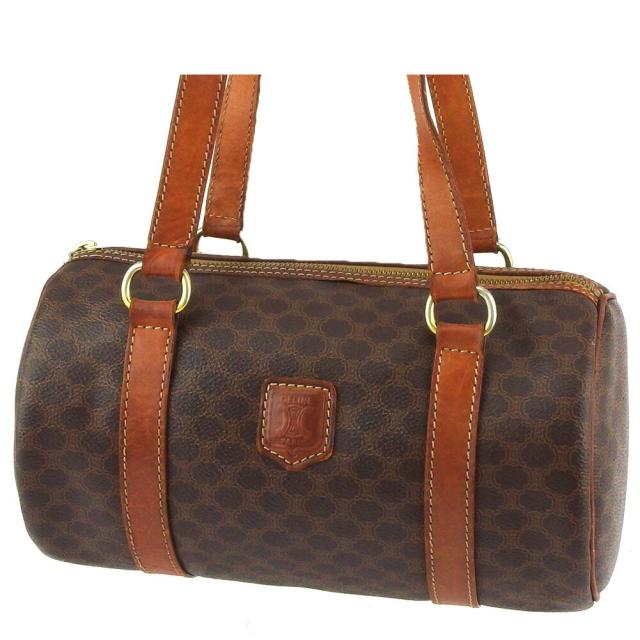 【BIGお買い物ラリー★30%OFFセール中】セリーヌ CELINE ショルダーバッグマカダム ブラウン ベージュ ゴールド レディース 中古