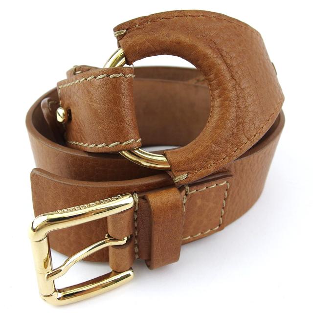 【BIGお買い物ラリー★30%OFFセール中】ドルチェアンドガッバーナ DOLCE&GABBANA ベルトピン式バックル ドルガバ ライトブラウン ゴールド レディース 中古