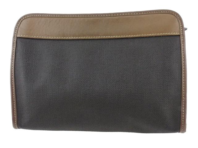 【30％OFF★土日ひと休み大売り出し】ダン吸血鬼 Dunhill クラッチバッグヘリンボーン 黒いこと 赤銅色 レディース 中古