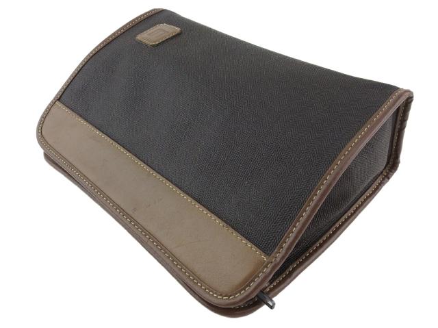 【30％OFF★土日ひと休み大売り出し】ダン吸血鬼 Dunhill クラッチバッグヘリンボーン 黒いこと 赤銅色 レディース 中古