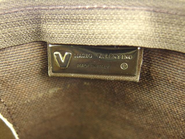 マリオ・ヴァレンティノ MARIO VALENTINO ハンドバッグVマーク ブラウン ゴールド レディース 中古_8