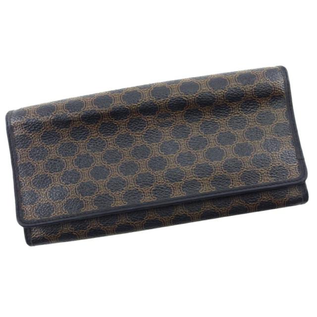 【BIGお買い物ラリー★30%OFFセール中】セリーヌ CELINE 長財布マカダム ブラック ブラウン レディース 中古