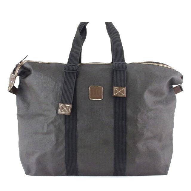 【BIGお買い物ラリー★30%OFFセール中】ダンヒル Dunhill ボストンバッグヘリンボーン グレー 灰色 ブラック ブラウン レディース 中古
