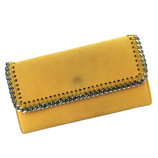【BIGお買い物ラリー★30%OFFセール中】ステラマッカートニー Stella McCartney 長財布ファラベラ シャギーディア イエロー シルバー レディース 中古