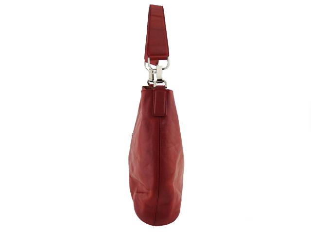 ヒロフ HIROFU ショルダーバッグHマーク レッド シルバー レディース 中古_4