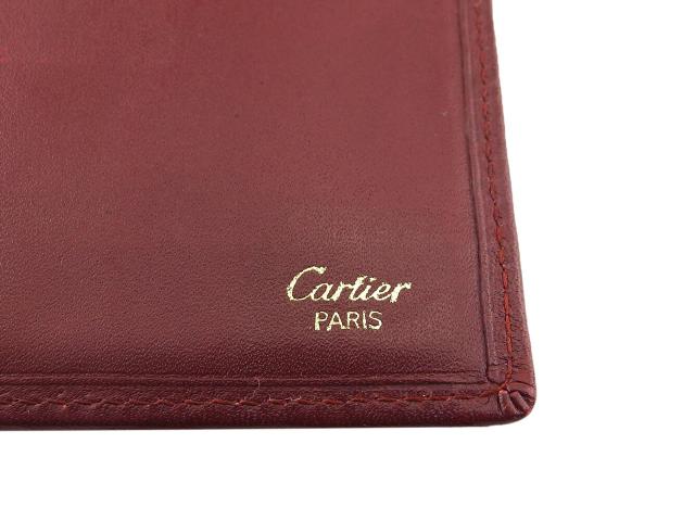 カルティエ CARTIER 札入れマストライン ボルドー ゴールド レディース