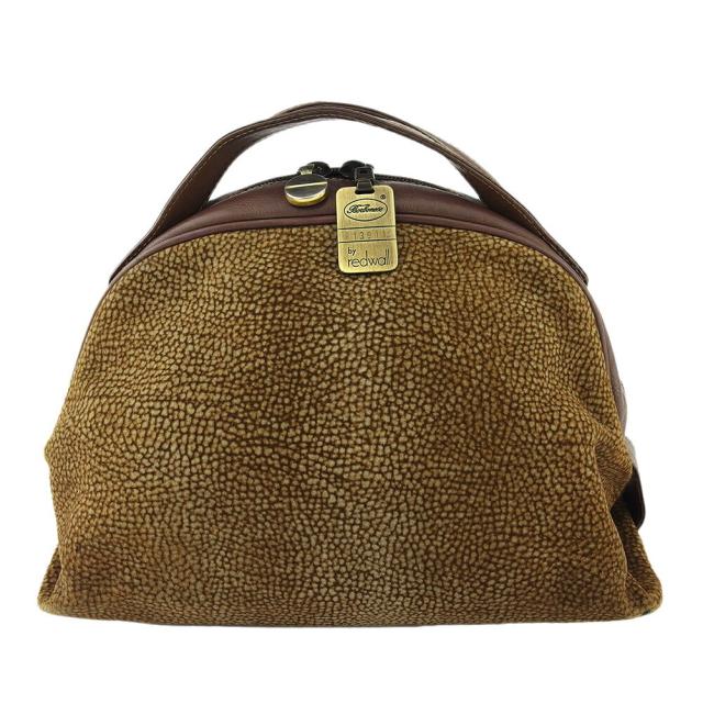 【X'masセール★30%OFF】ボルボネーゼ BORBONESE ハンドバッグうずら柄 redwallタグ付き ブラウン ベージュ ゴールド レディース 中古
