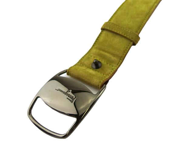サルヴァトーレフェラガモ Salvatore Ferragamo ベルトヴァラ グリーン ブラック レディース 中古_1