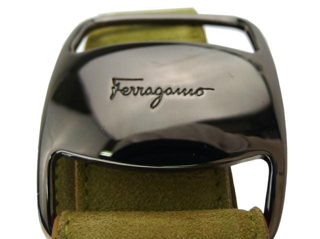 サルヴァトーレフェラガモ Salvatore Ferragamo ベルトヴァラ グリーン ブラック レディース 中古_5