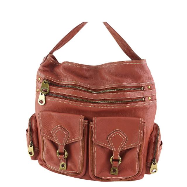 【BIGお買い物ラリー★30%OFFセール中】マークバイマークジェイコブス MARC BY MARC JACOBS ハンドバッグダブルステッチ ブラウン ゴールド レディース 中古