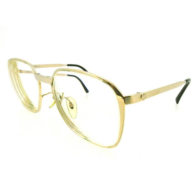 【X'masセール★30%OFF】ダンヒル Dunhill メガネパリ型 度入り フルリム サイドdマーク入り ゴールド ブラウン レディース 中古
