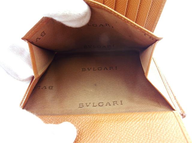 ブルガリ BVLGARI 二つ折り財布クラシコ ライトブラウン ゴールド レディース 中古_6