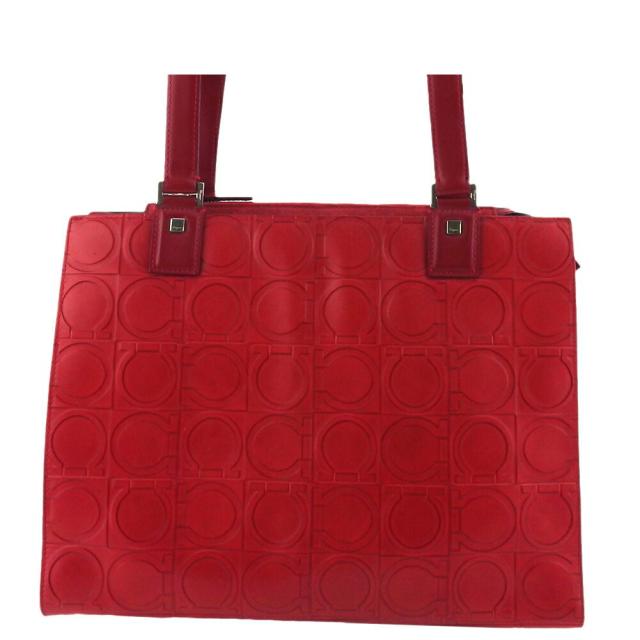 【BIGお買い物ラリー★30%OFFセール中】サルヴァトーレフェラガモ Salvatore Ferragamo トートバッグガンチーニ レッド シルバー レディース 中古
