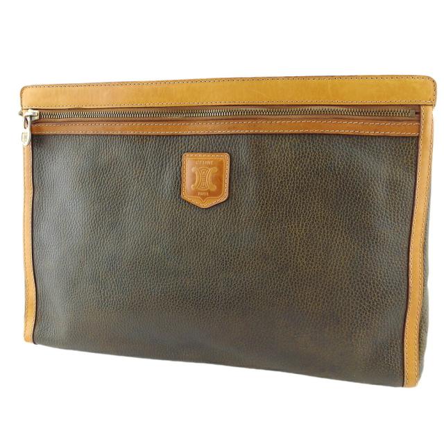 【BIGお買い物ラリー★30%OFFセール中】セリーヌ CELINE ビジネスバッグロゴ グリーン ベージュ レディース 中古