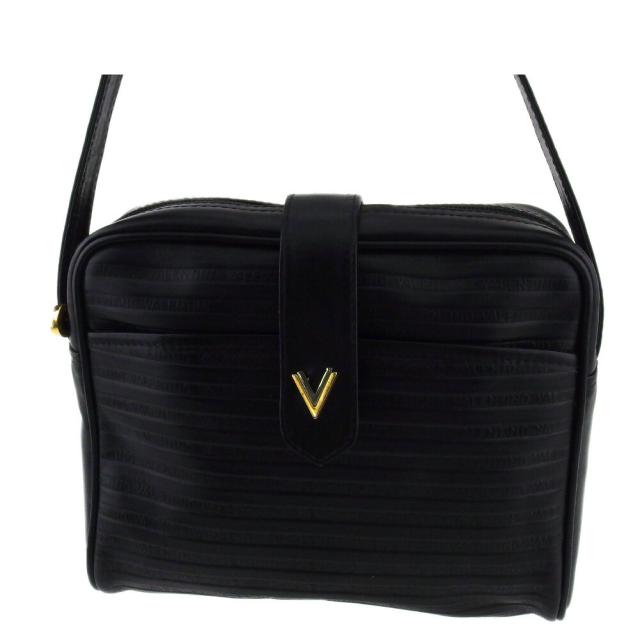 【BIGお買い物ラリー★30%OFFセール中】マリオ・ヴァレンティノ MARIO VALENTINO ショルダーバッグVマーク ブラック ゴールド シルバー レディース 中古