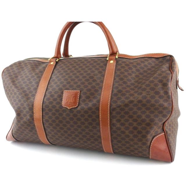 【BIGお買い物ラリー★30%OFFセール中】セリーヌ CELINE ボストンバッグマカダム ブラウン ベージュ ゴールド レディース 中古