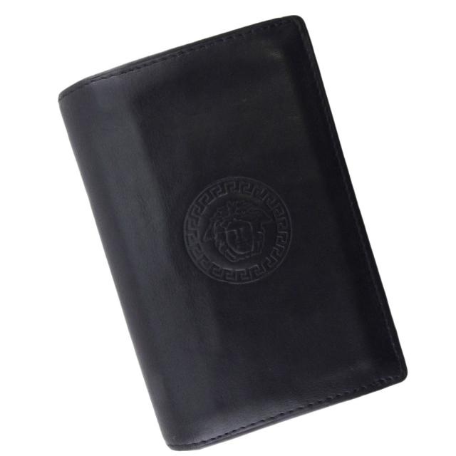 【BIGお買い物ラリー★30%OFFセール中】ジャンニ・ヴェルサーチ Gianni Versace カードケースメドゥーサ ヴェルサーチ ブラック レディース 中古