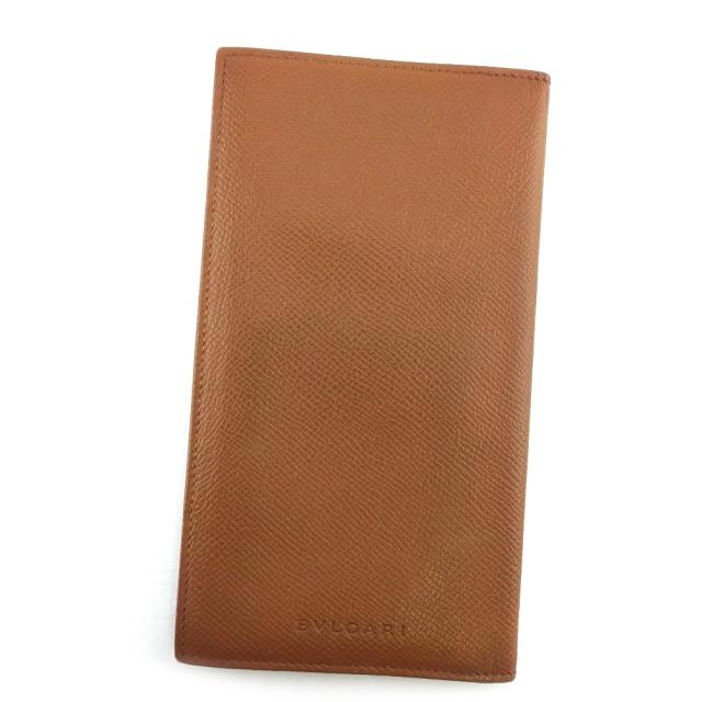 【BIGお買い物ラリー★30%OFFセール中】ブルガリ BVLGARI 札入れクラシコ ライトブラウン レディース 中古