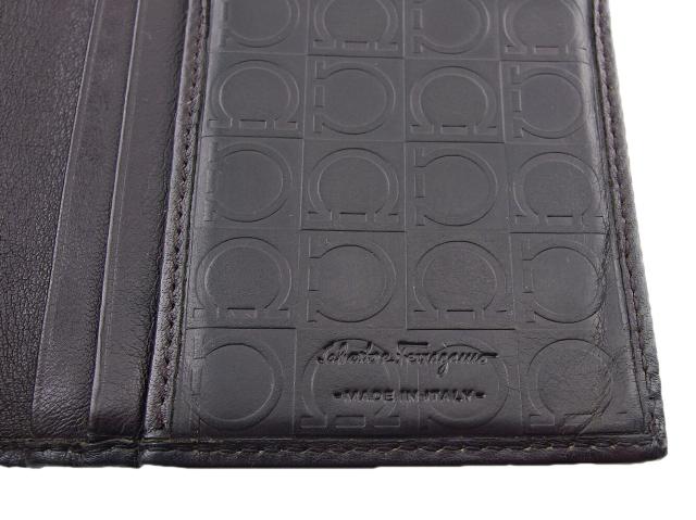【週末タイムSALE★30%OFF】サルヴァトーレフェラガモ Salvatore Ferragamo 長財布ガンチーニ ブラウン シルバー レディース 中古