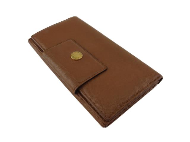 【30％OFF★週末タイムSALE】ブルガリ BVLGARI 長財布クラシコ ロゴボタン ブラウン ゴールド レディース 中古_2