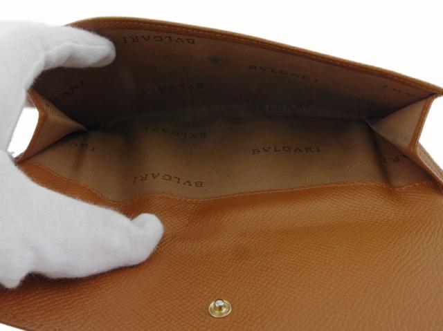 【30％OFF★週末タイムSALE】ブルガリ BVLGARI 長財布クラシコ ロゴボタン ブラウン ゴールド レディース 中古_5
