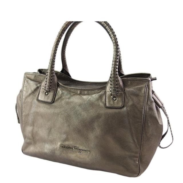 【BIGお買い物ラリー★30%OFFセール中】サルヴァトーレフェラガモ Salvatore Ferragamo トートバッグメタリック ゴールド シルバー レディース 中古