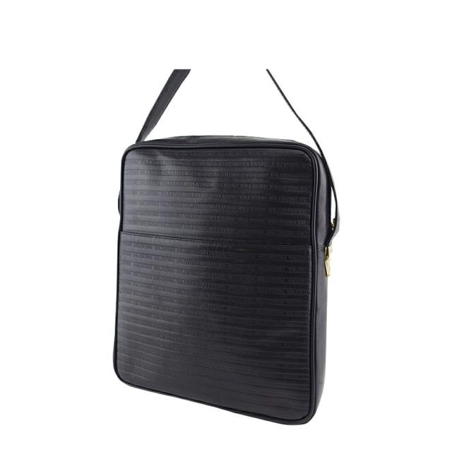 【BIGお買い物ラリー★30%OFFセール中】マリオ・ヴァレンティノ MARIO VALENTINO ショルダーバッグロゴボーダー ブラック ゴールド レディース 中古