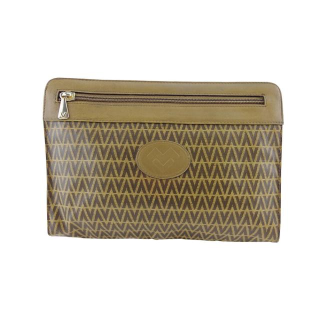 【BIGお買い物ラリー★30%OFFセール中】マリオ・ヴァレンティノ MARIO VALENTINO クラッチバッグMVマーク ベージュ ブラウン レディース 中古