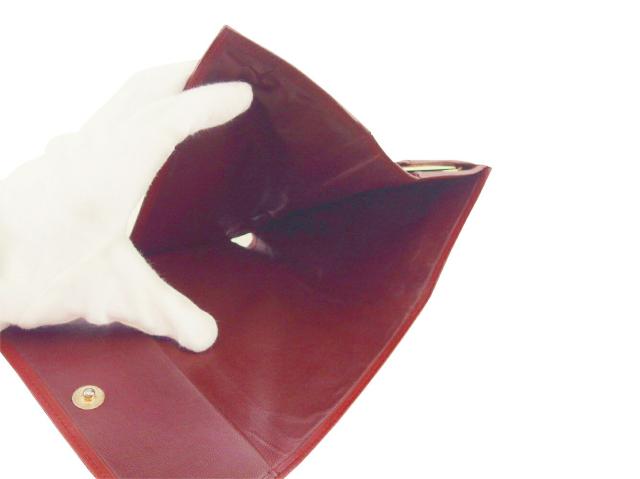 【30％OFF★土日ひと休み大売り出し】カルティエ CARTIER 三つ折り紙入れ帆柱生産ライン ボルドーワイン ゴールド レディース 中古