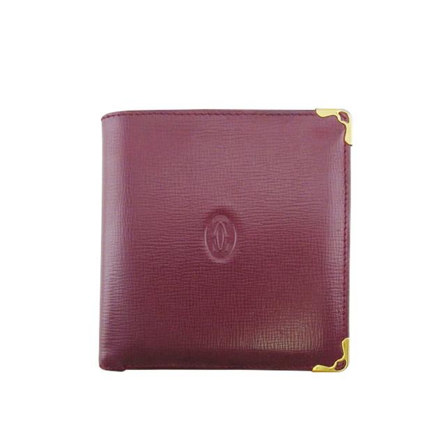 【X'masセール★30%OFF】カルティエ CARTIER 二つ折り財布マストライン ボルドー ゴールド レディース 中古