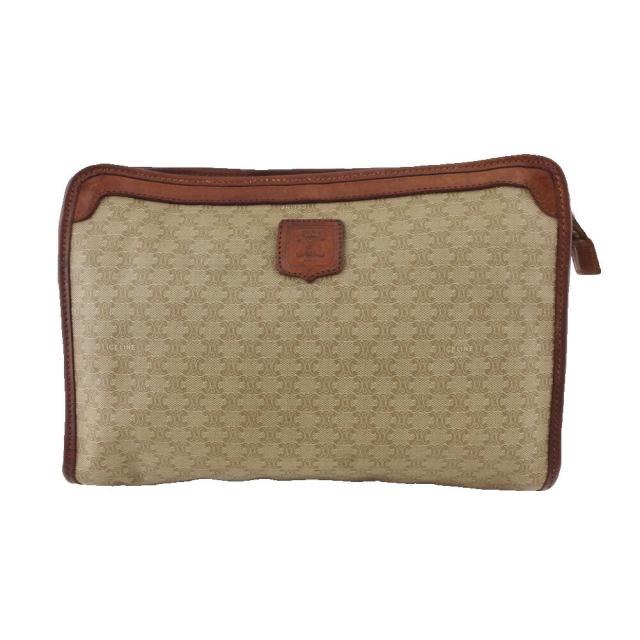 【BIGお買い物ラリー★30%OFFセール中】セリーヌ CELINE クラッチバッグマカダム ベージュ ブラウン レディース 中古