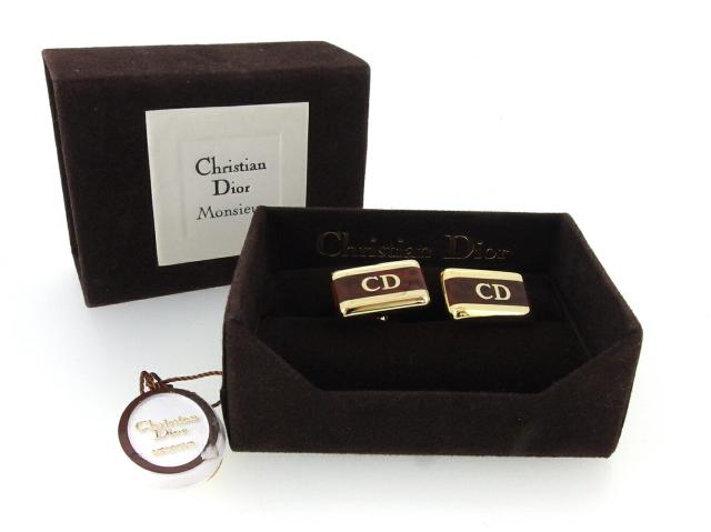 【30％OFF★週末タイムセール】ディオール Dior カフスCDマーク スウィヴル式 ゴールド ブラウン レディース 中古