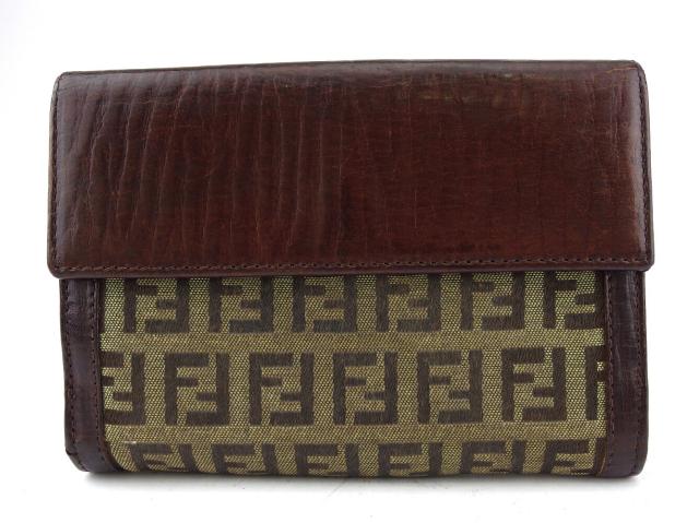 フェンディ FENDI 二つ折り財布ズッキーノ ブラウン ベージュ レディース 中古_1