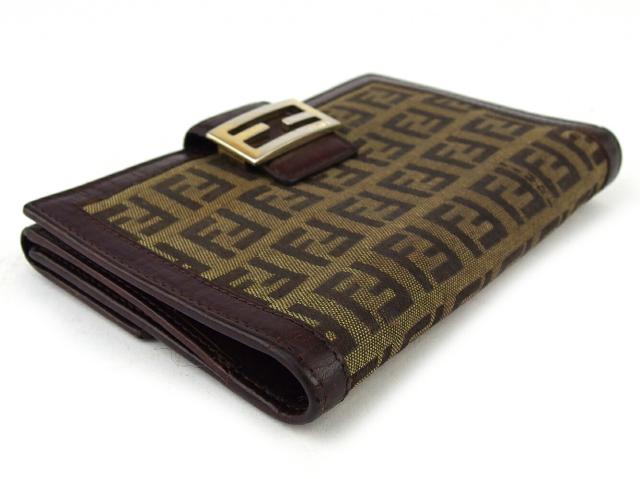 フェンディ FENDI 二つ折り財布ズッキーノ ブラウン ベージュ レディース 中古_3