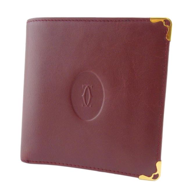 カルティエ 長財布 二つ折り マストライン ボルドー ゴールド金具 未