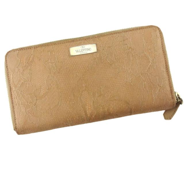 【BIGお買い物ラリー★30%OFFセール中】ヴァレンティノ・ガラヴァーニ Valentino Garavani 長財布レース ベージュ ゴールド レディース 中古
