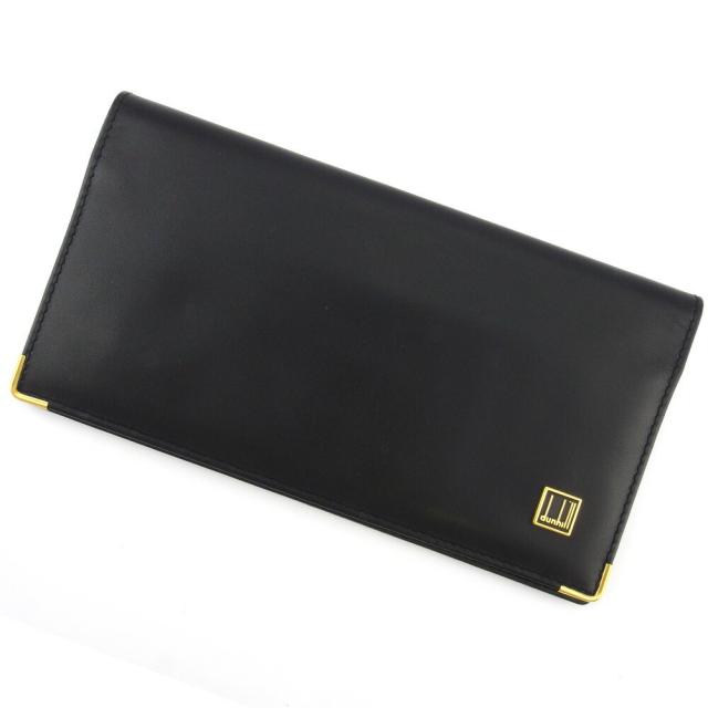 【BIGお買い物ラリー★30%OFFセール中】ダンヒル Dunhill 札入れロゴプレート ブラック ゴールド レディース 中古