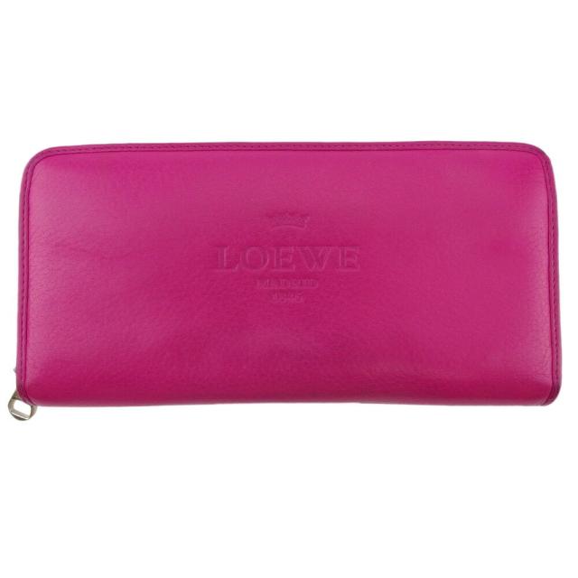 【BIGお買い物ラリー★30%OFFセール中】ロエベ LOEWE 長財布ロゴ ピンク パープル シルバー レディース 中古