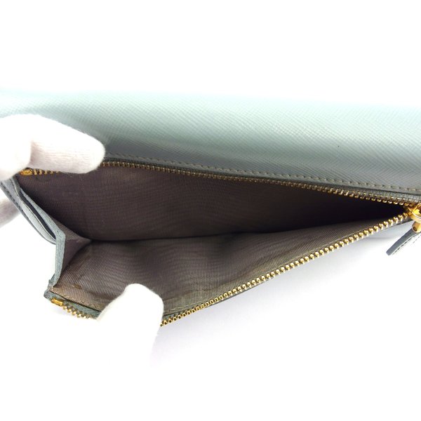 【30％OFF★週末タイムSALE】プラダ PRADA 長財布リボン ブルー ゴールド レディース 中古_8
