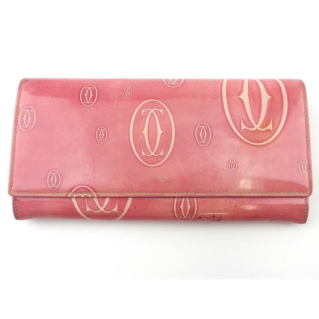 【BIGお買い物ラリー★30%OFFセール中】カルティエ CARTIER 長財布ハッピーバースデー ピンク シルバー レディース 中古