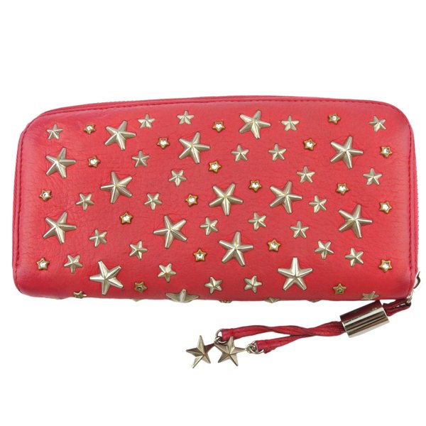 ジミーチュウ JIMMY CHOO 長財布スタースタッズ ラインストーン付き ピンク シルバー ゴールド レディース 中古_1
