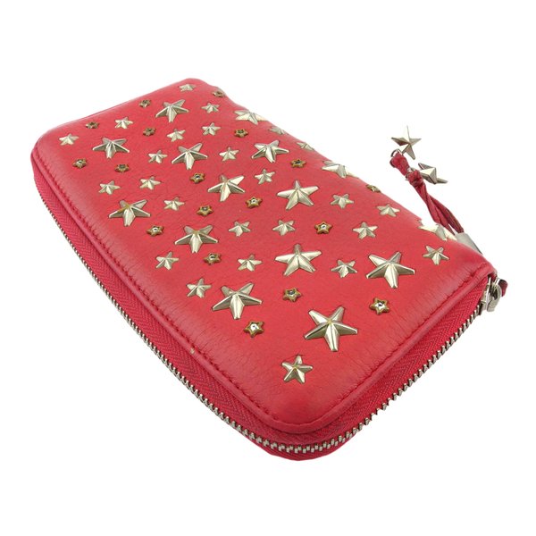ジミーチュウ JIMMY CHOO 長財布スタースタッズ ラインストーン付き ピンク シルバー ゴールド レディース 中古_2