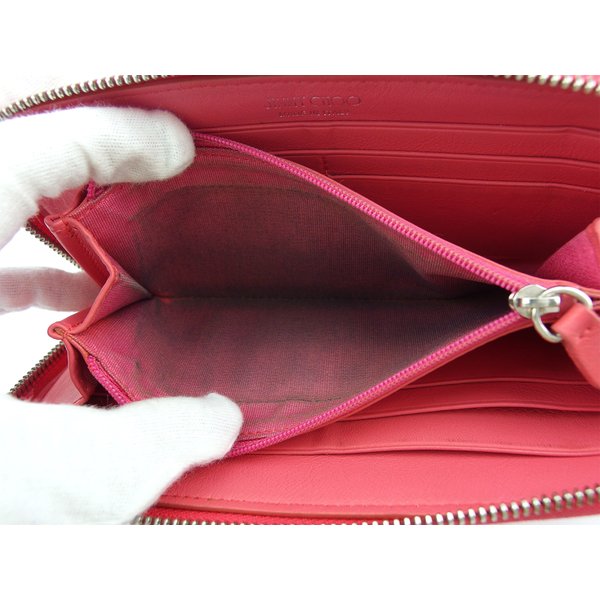 ジミーチュウ JIMMY CHOO 長財布スタースタッズ ラインストーン付き ピンク シルバー ゴールド レディース 中古_5