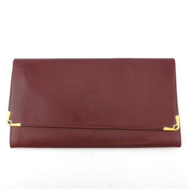 【BIGお買い物ラリー★30%OFFセール中】カルティエ CARTIER クラッチバッグマストライン ボルドー ゴールド レディース 中古