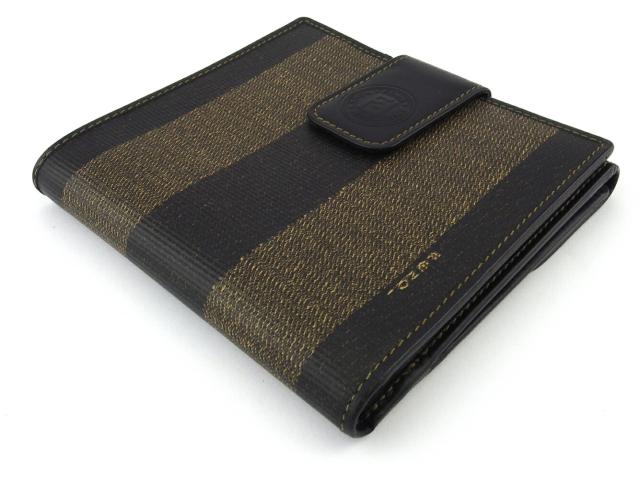 FENDI フェンディ ペカン がま口 二つ折り財布 ブラック ブラウン フェンディ FENDI 二つ折り財布ペカン ブラック ベージュ レディース