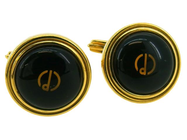 【30％OFF★週末タイムセール】ダンヒル Dunhill カフスdマーク ラウンドフォルム ブラック ゴールド レディース 中古_2