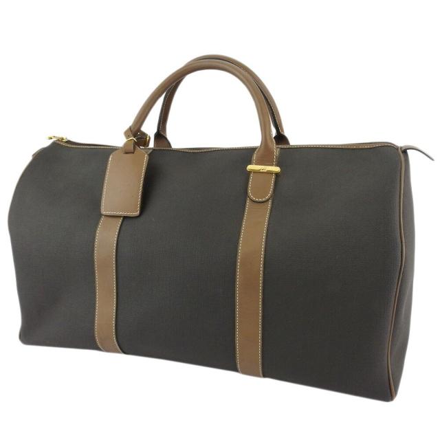 【X'masセール★30%OFF】ダンヒル Dunhill ボストンバッグヘリンボーン ブラック ブラウン ゴールド レディース 中古