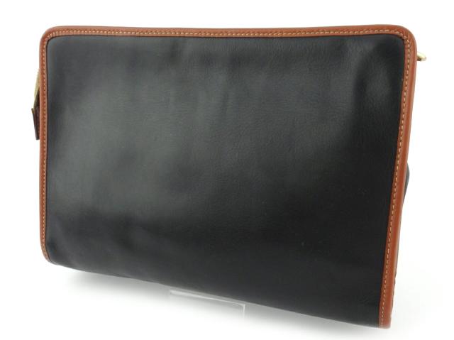【30％OFF★土日ひと休み大売り出し】セリーヌ CELINE クラッチバッグロゴプレート 黒いこと 赤銅色 ゴールド レディース 中古